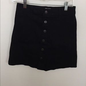 Black denim button up skirt